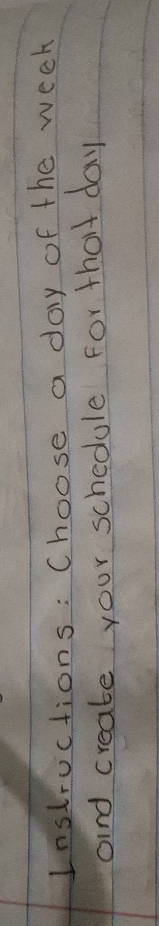 Instructions: Choose a day of the week
aind create your schedule for that day