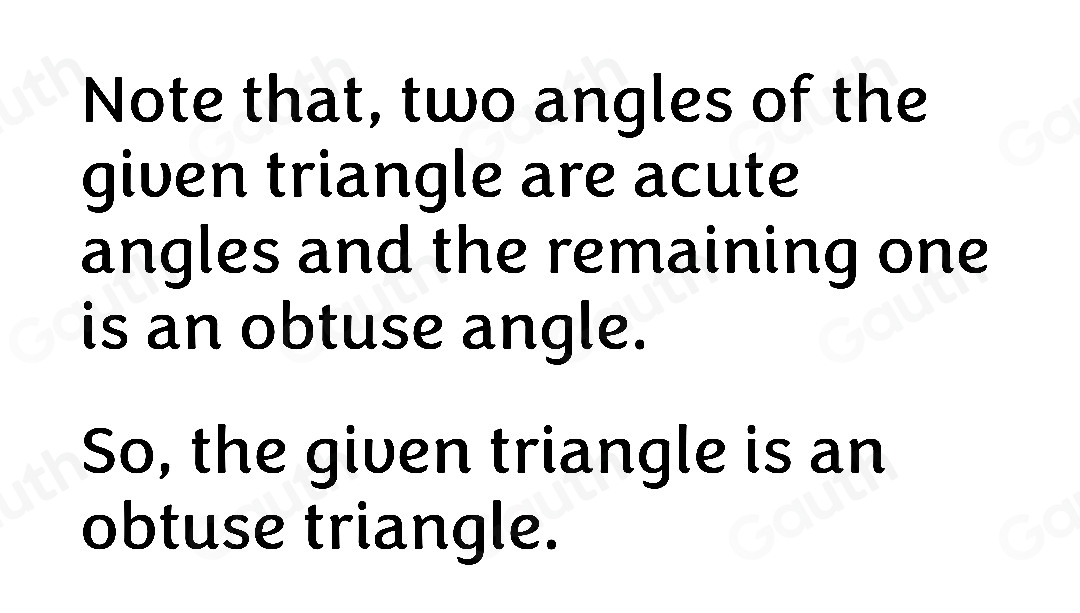 Solved: Classify the following triangle according to its angle measures ...