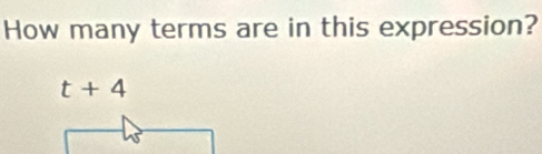 How many terms are in this expression?
t+4