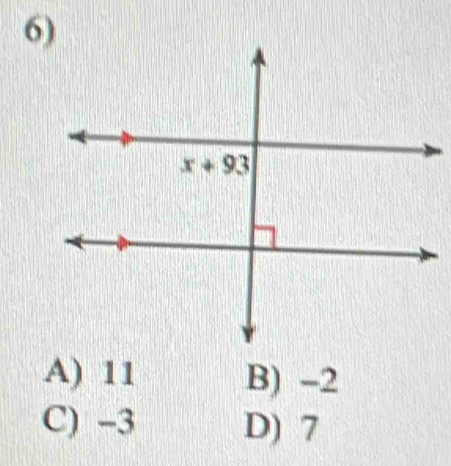 A) 11 B) -2
C) -3 D) 7