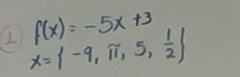 f(x)=-5x+3
x= -9,π ,5, 1/2 