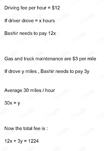 Solved: Bashir owns a trucking company. For every truck that goes out ...
