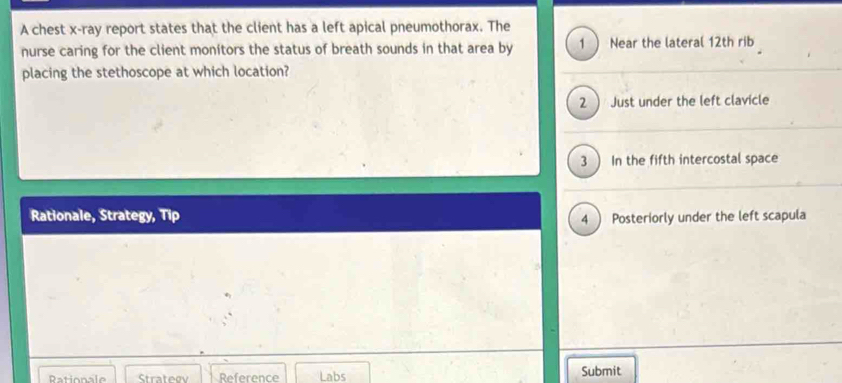 Solved: A chest x -ray report states that the client has a left apical ...
