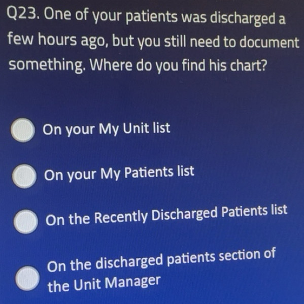 Solved: One of your patients was discharged a few hours ago, but you ...