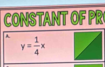 CONSTANT OF PR
A. y= 1/4 x