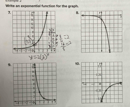 Example 2 
Write an exponential function for the graph. 
7 
8. 
9 
10