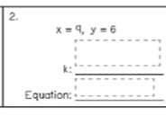 x=9, y=6
k: 
_ 
Equation:_