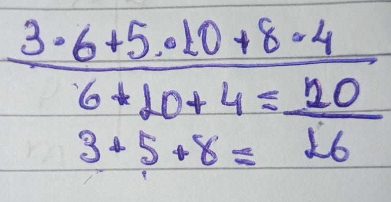 frac 3· 6+5· 10+8-46+10+4-4=frac 201