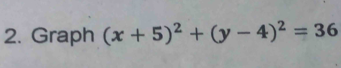 Graph (x+5)^2+(y-4)^2=36