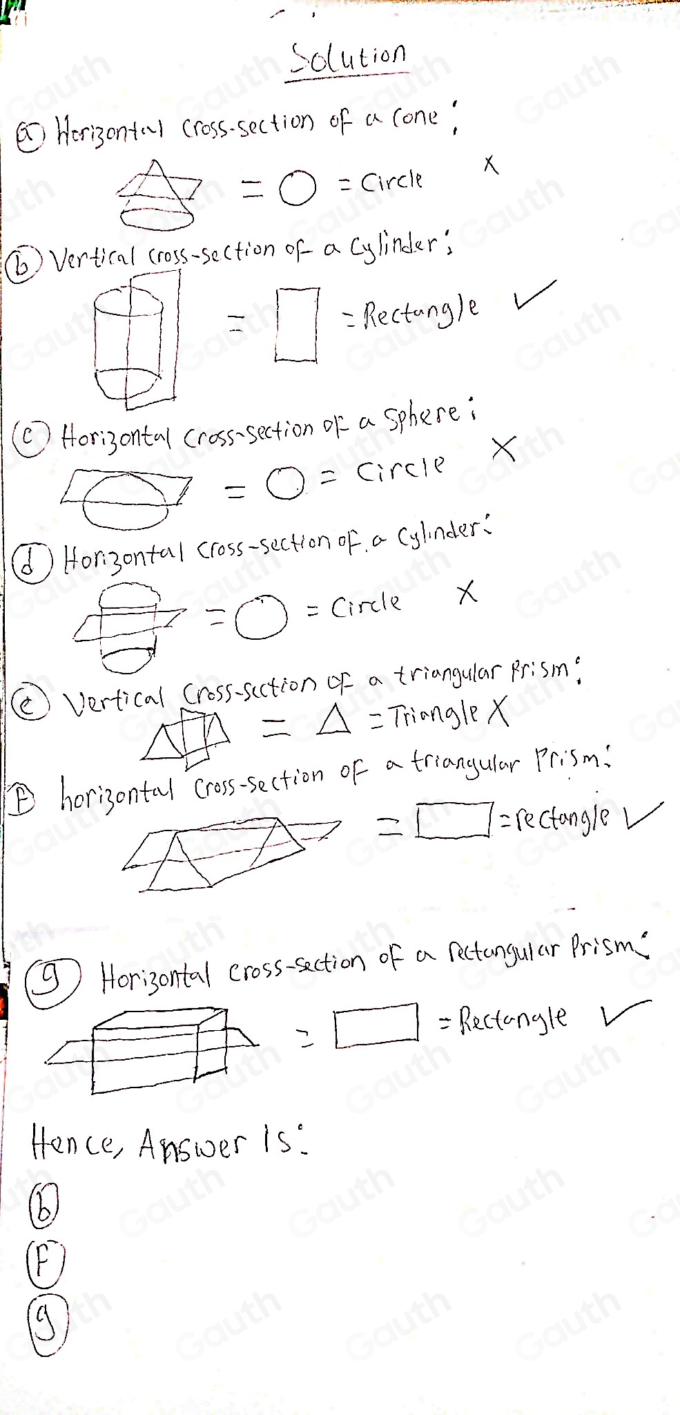 Solved: Select all of the possible cross sections of solid with ...