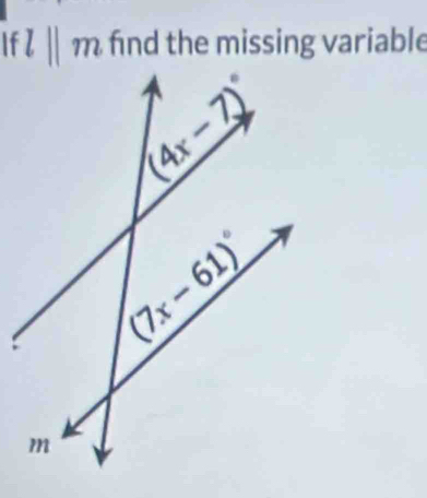 If l||m fnd the missing variable