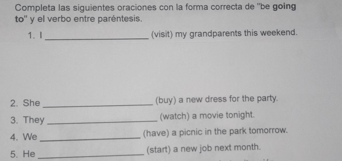 Resuelto:Completa las siguientes oraciones con la forma correcta de ...