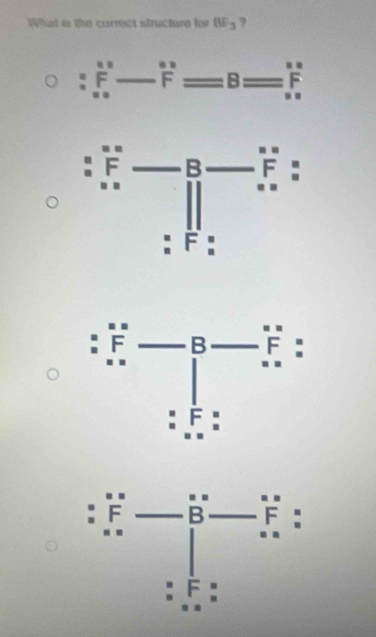 What is the carrect structure for 8F_3 ?
. B
F B