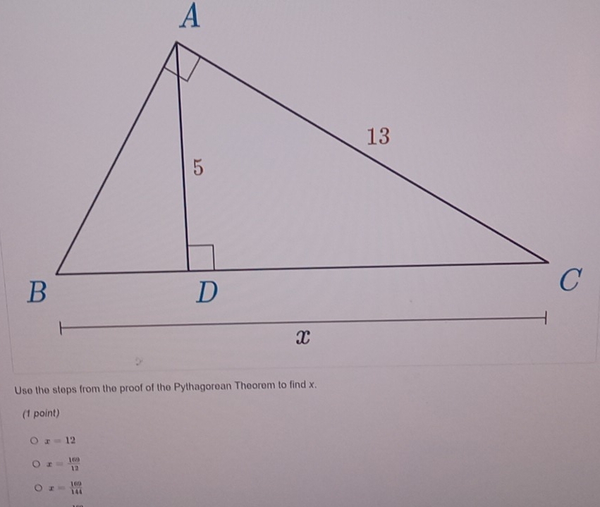 x=12
x= 169/12 
x= 169/144 