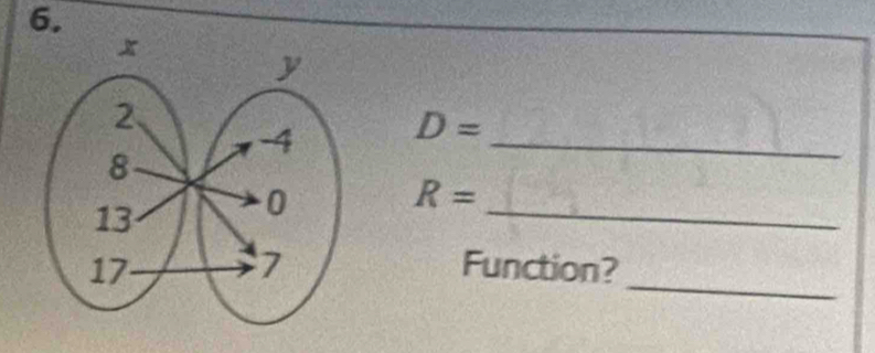 D= _ 
_
R=
_ 
Function?