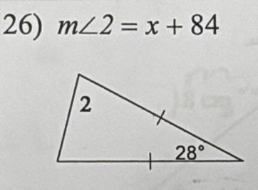 m∠ 2=x+84