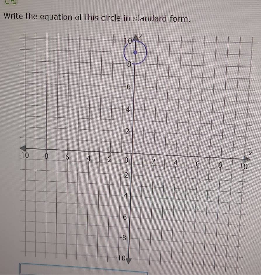 Solved: Write the equation of this circle in standard form. y 10 8 6 4 ...
