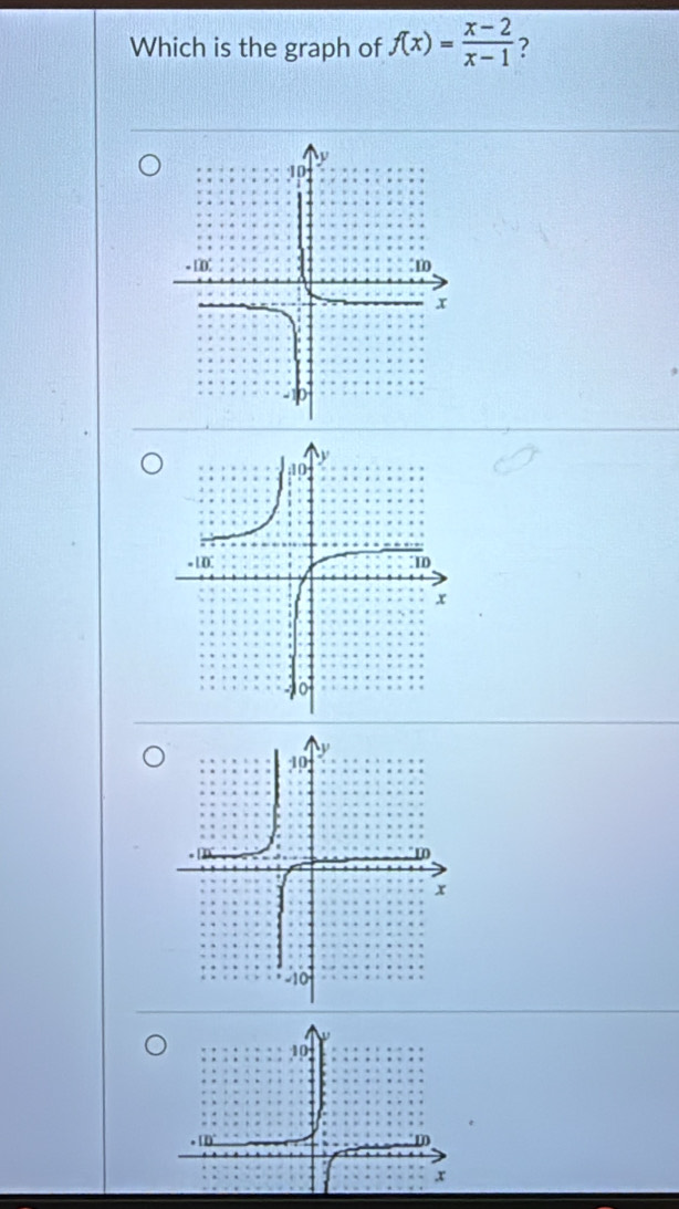 Which is the graph of f(x)= (x-2)/x-1  ?