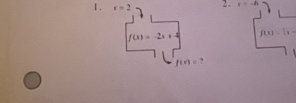 r=2
2. x=-6
f(x)=-2x+4
f(x)=[x-
f(n)= ?