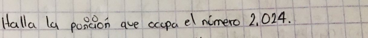 Halla la poncion ave ocopa elnimero 2, 024.