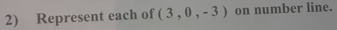 Represent each of (3,0,-3) on number line.