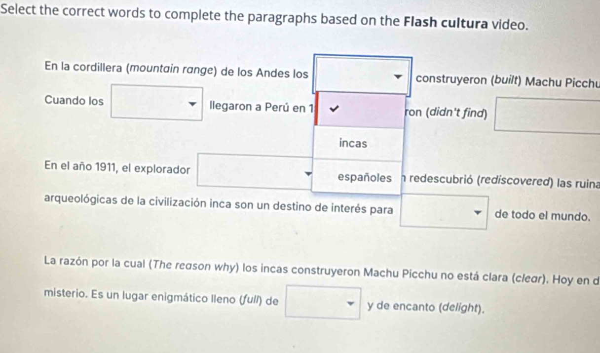Solved: Select the correct words to complete the paragraphs based on ...
