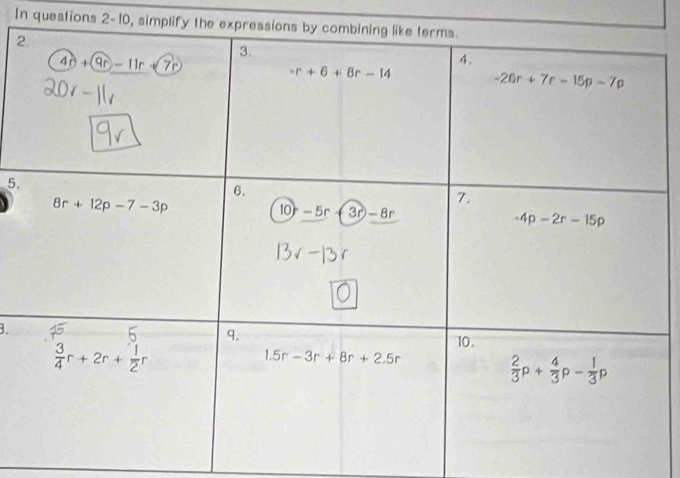 In queations 2-10, simplify the e
2
5.
B.