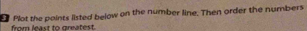 Plot the points listed below on the number line. Then order the numbers 
from least to greatest.