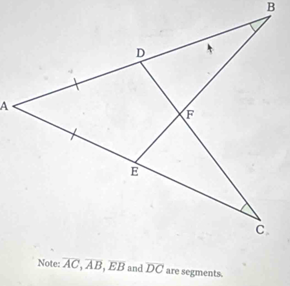 and overline DC are segments.