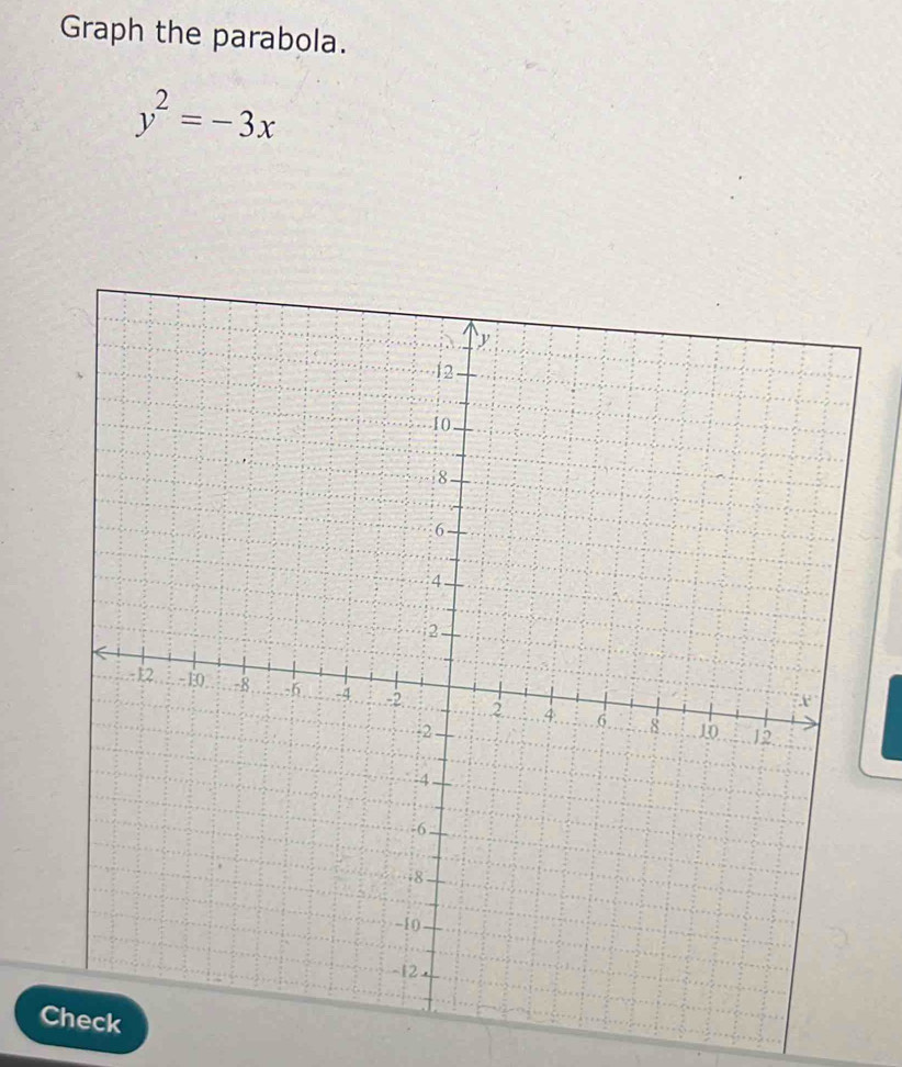 Graph the parabola.
y^2=-3x
C