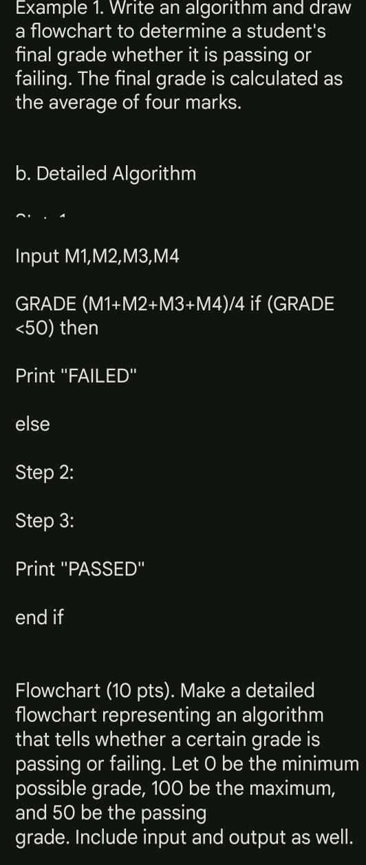 Solved: Example 1. Write an algorithm and draw a flowchart to determine ...
