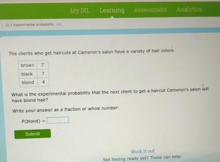 Solved: My IXL Learning Assessment Analytics J.3 Experimental ...