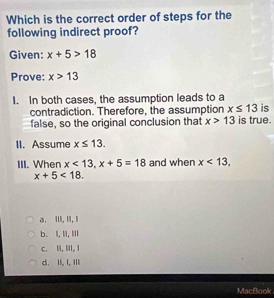 Solved: Which is the correct order of steps for the following indirect ...
