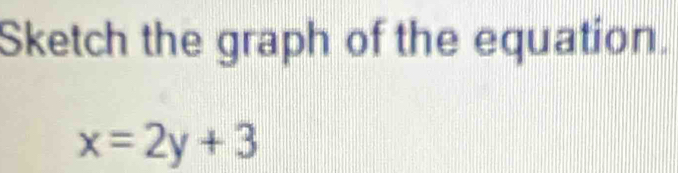 Sketch the graph of the equation.
x=2y+3