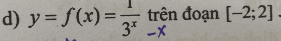 y=f(x)= 1/3^x  trên đoạn [-2;2]