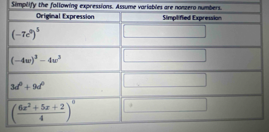 Simplify the following expressions. Assum