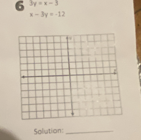 6 3y=x-3
x-3y=-12
Solution:_