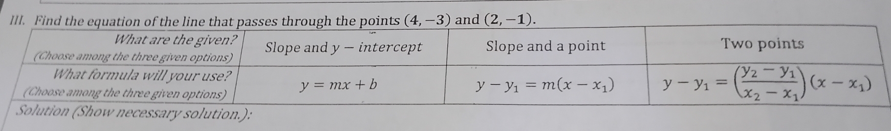 Fin (4,-3) and (2,-1).