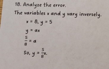 x = 8, y = 5
y = ax
= 0
=