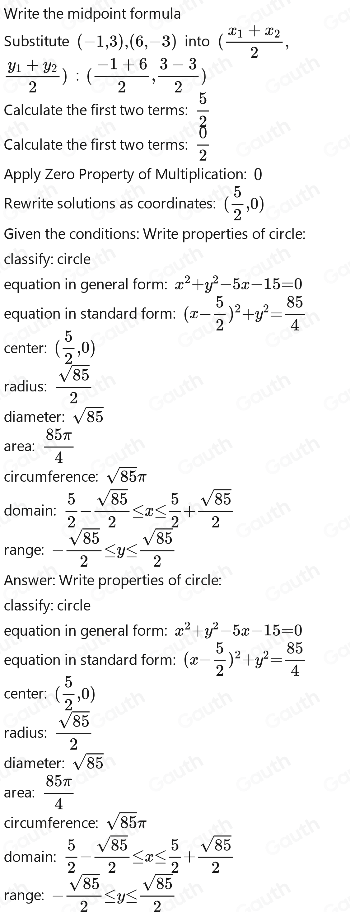 Solved: The line PQ is a diameter of a circle, where P and Q are (-1,3 ...