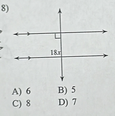 A) 6 B) 5
C) 8 D) 7