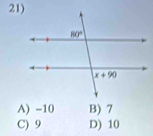 A) -10 B) 7
C) 9 D) 10