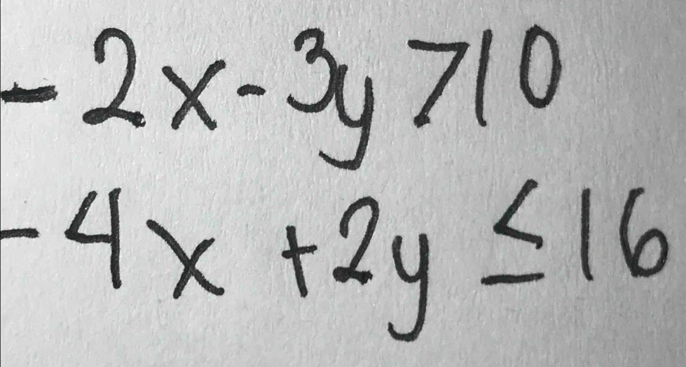 -2x-3y>10
-4x+2y≤ 16