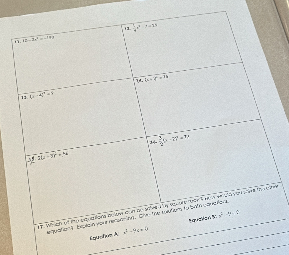 equation? Expl
_
Equation A: x^2-9x=0