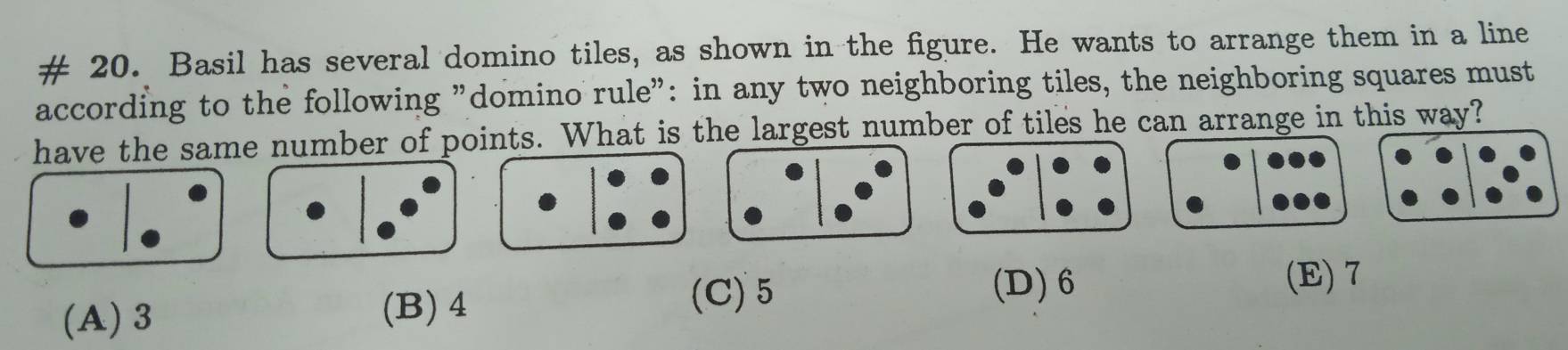 Solved: # 20. Basil has several domino tiles, as shown in the figure ...