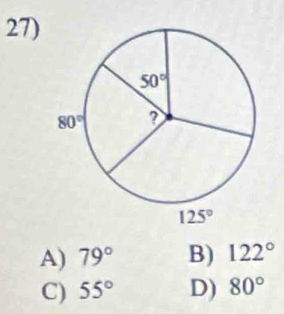 125°
A) 79° B) 122°
C) 55° D) 80°