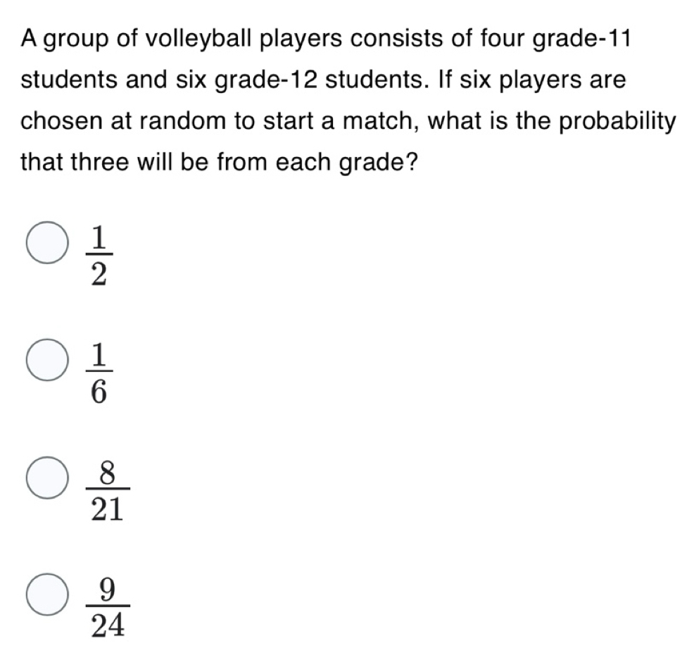 Solved: A group of volleyball players consists of four grade- 11 ...