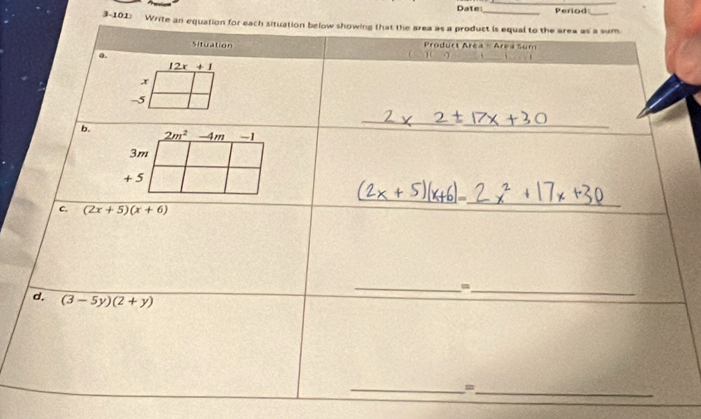 Date_ Period
3-101: Write an equ