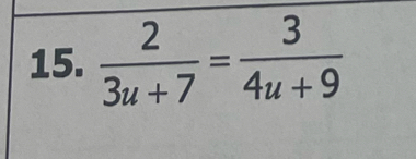  2/3u+7 = 3/4u+9 