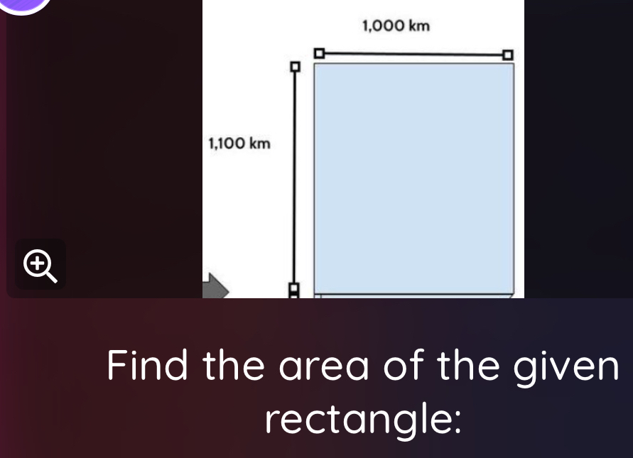 Find the area of the given 
rectangle: